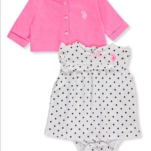 U.S Polo assn. baby girl bodysuit cardigan set